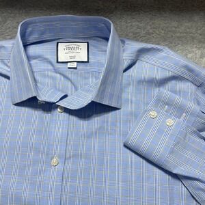 Charles Tyrwhitt Light Blue Plaid Men's Dress Shirt